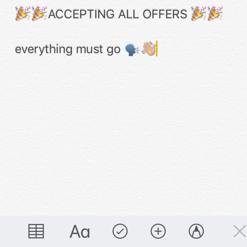 ACCEPTING ALL OFFERS